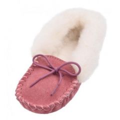 Girls Soft Sole Pink Sheepskin Slipper